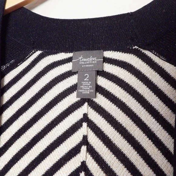 Chico's Travelers Collection Striped Cardigan Sweater Dolman Kimono Open Front L - Picture 7 of 16